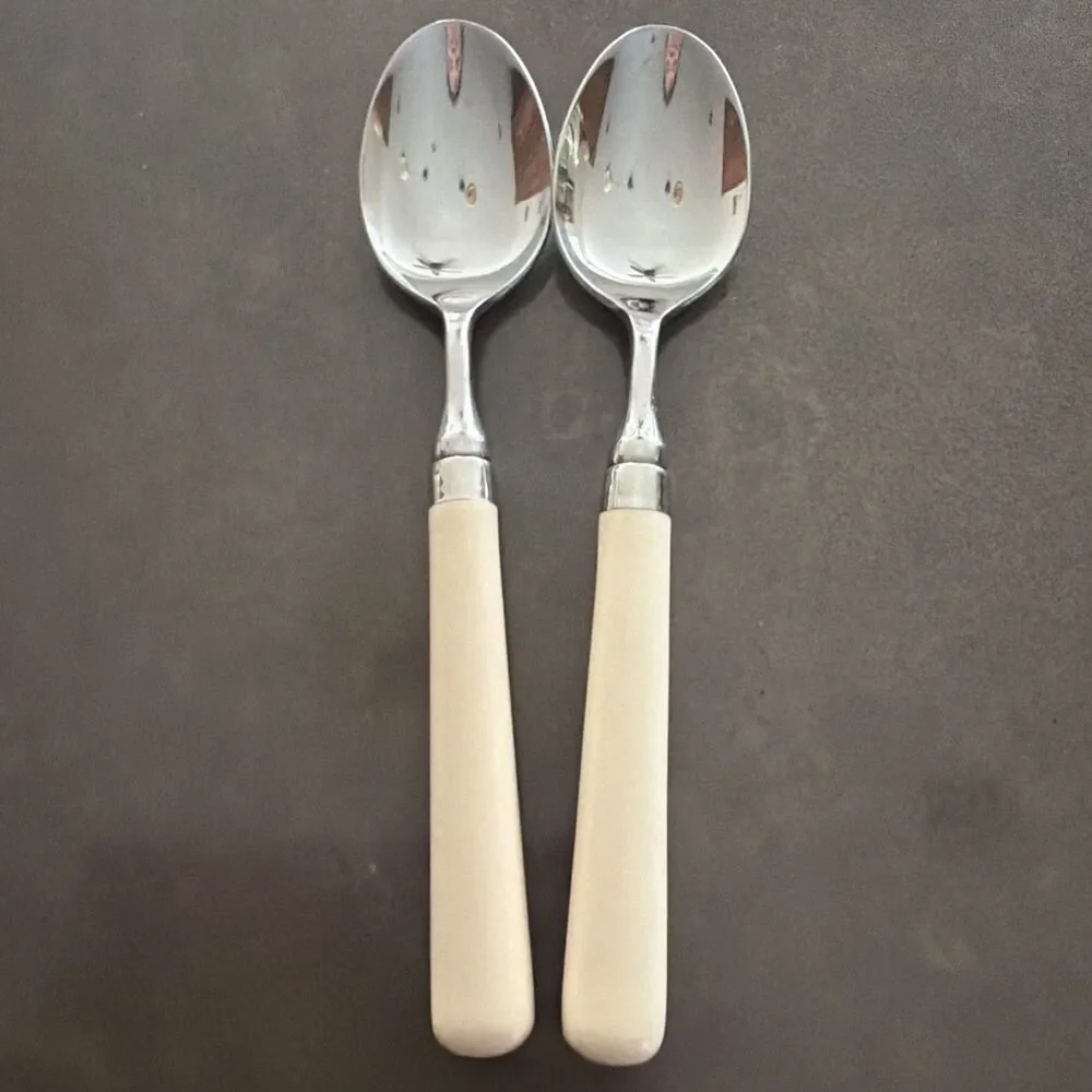 Set Of 2 Stanley Roberts Spectrum Ivory Stainless TEASPOONS 6 1/2